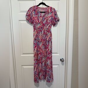 Vibrant Pink Floral Maxi Dress